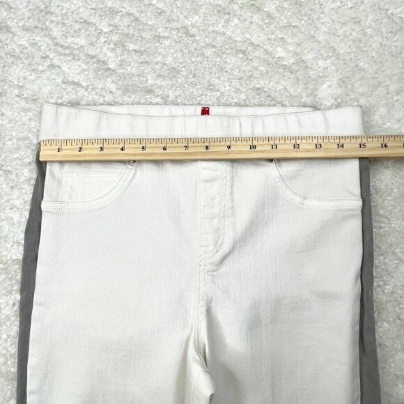 Spanx Side Stripe High Rise Skinny Jean Raw Hem White Gray - Picture 13 of 14
